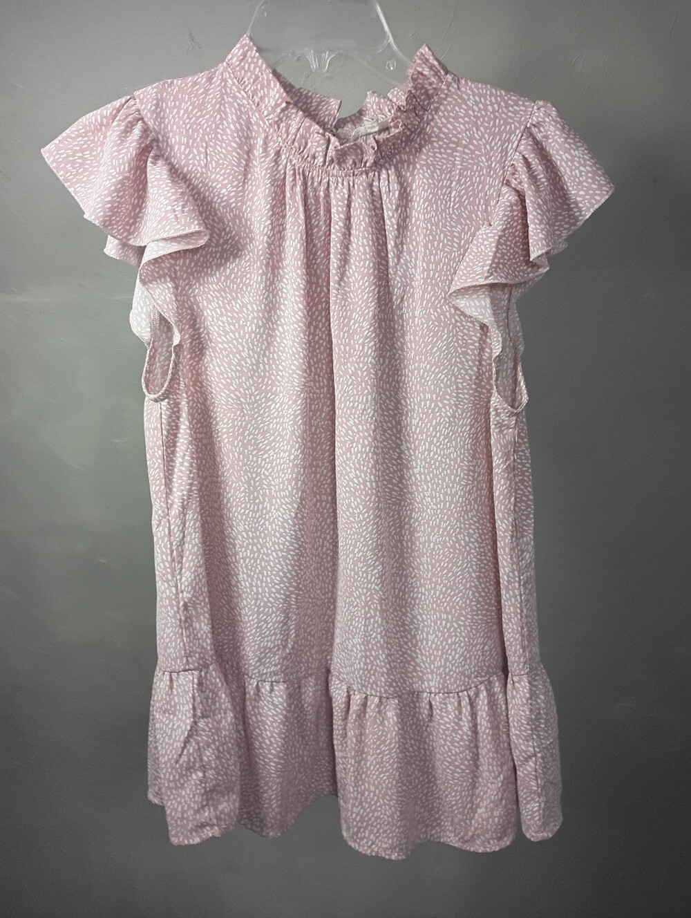 JODIFL Light Pink Printed Ruffle-Sleeve Blouse